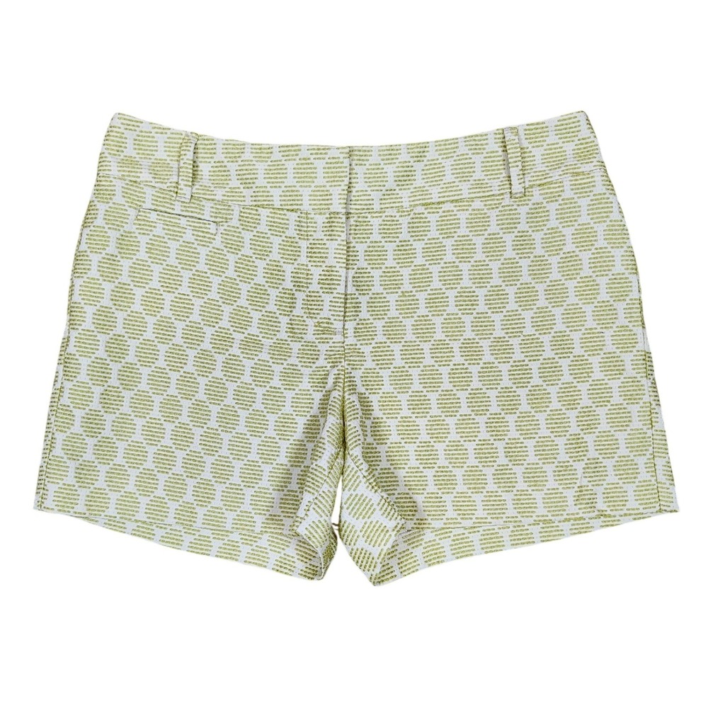 LOFT Shorts Lime Green Geometric Textured Woven Summer Preppy Size 6